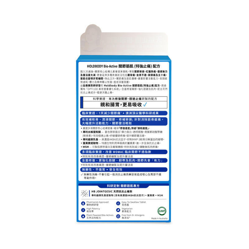 【萬寧版】Holdbody Bio-Active關節筋肌(特強止痛)配方 60粒.
