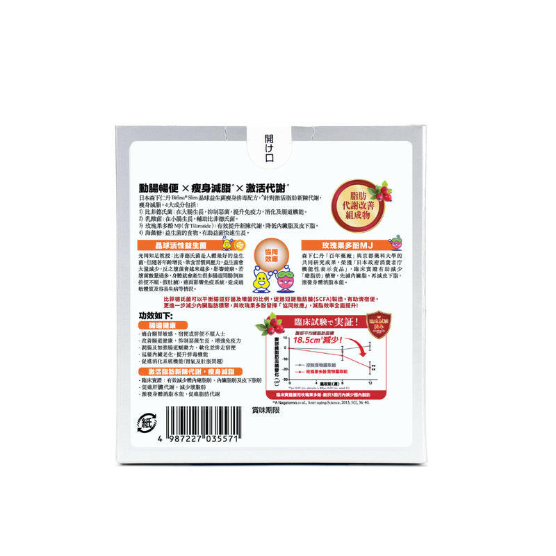 【萬寧版】Jintan森下仁丹Bifina Slim 益生菌瘦身排毒配方 30包.