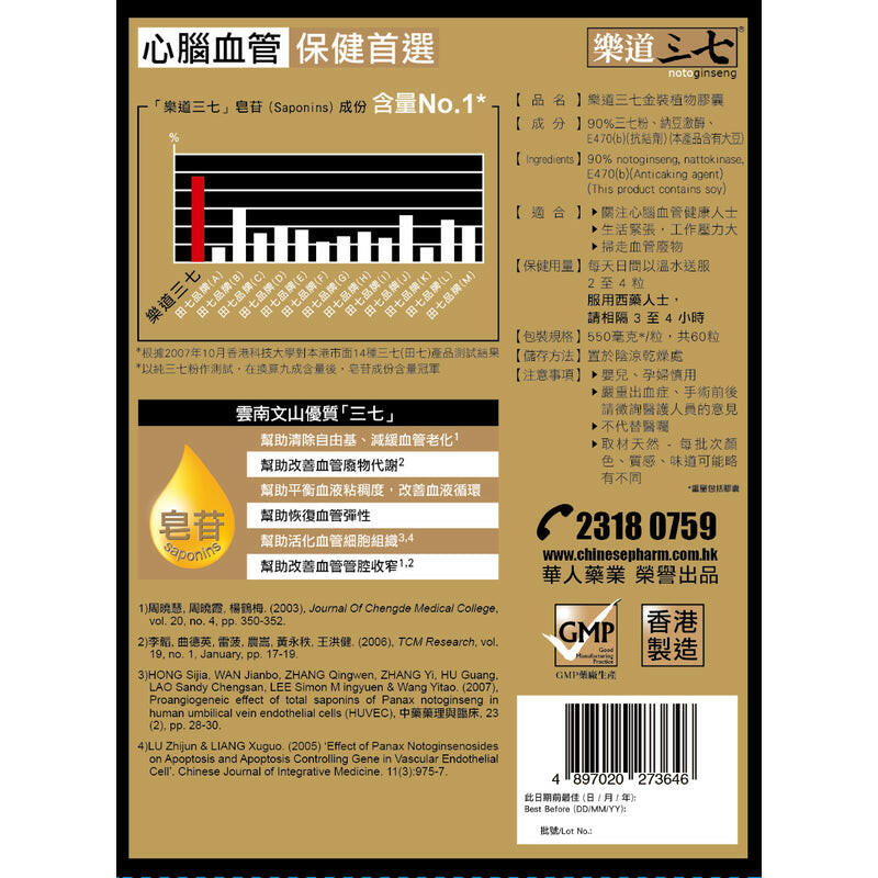 NOTO樂道三七膠囊60粒.