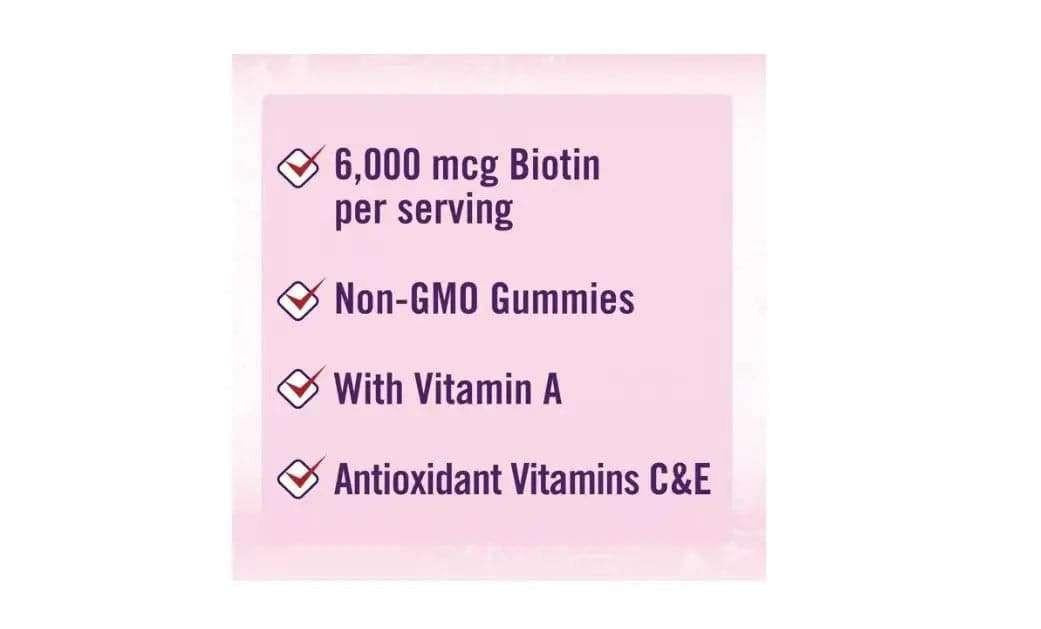美國Nature Bounty-Advanced Hair Skin & Nails (6000mcg Biotin) Gummies 頭髮皮膚指甲健康軟糖 – 加強版 230粒.