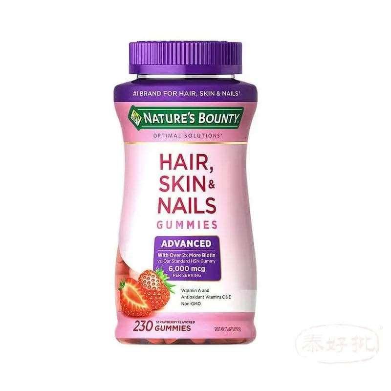 美國Nature Bounty-Advanced Hair Skin & Nails (6000mcg Biotin) Gummies 頭髮皮膚指甲健康軟糖 – 加強版 230粒.