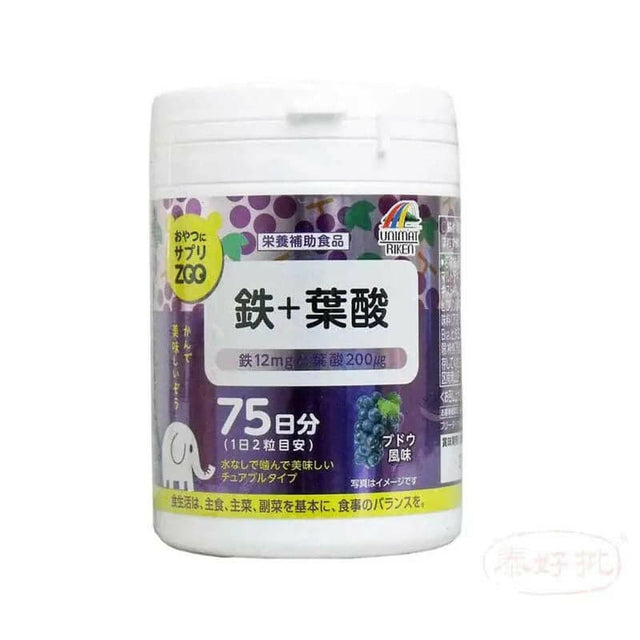 UNIMAT RIKEN ZOO鐵+葉酸咀嚼片 150粒.