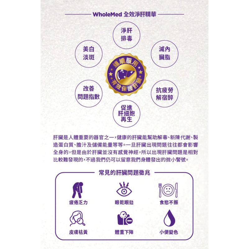 【萬寧版】WholeLove MED  愛完全 醫學系列全效淨肝精華 30粒