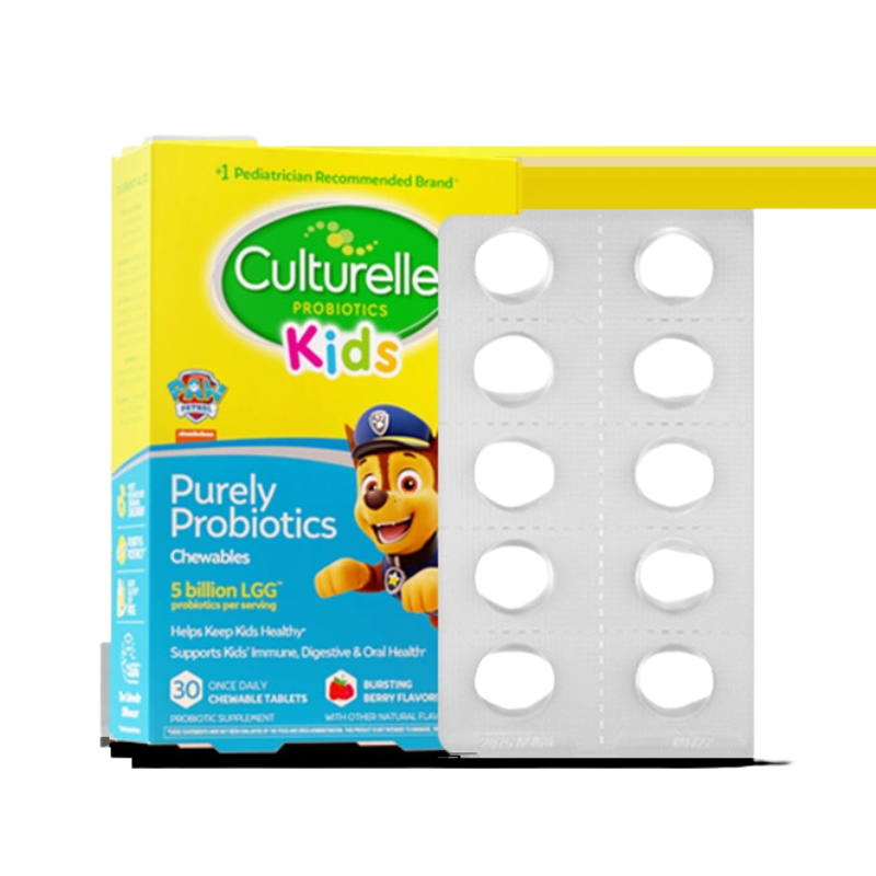 [US version 2024] Culturelle Children's Probiotic Chewable Tablets 30 capsules (new and old versions randomly distributed)