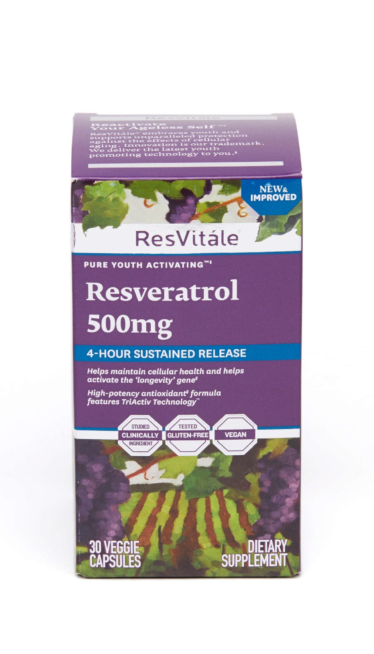 GNC Resvitale Resveratrol (Long-Acting Formula) 500mg 60 Capsules 