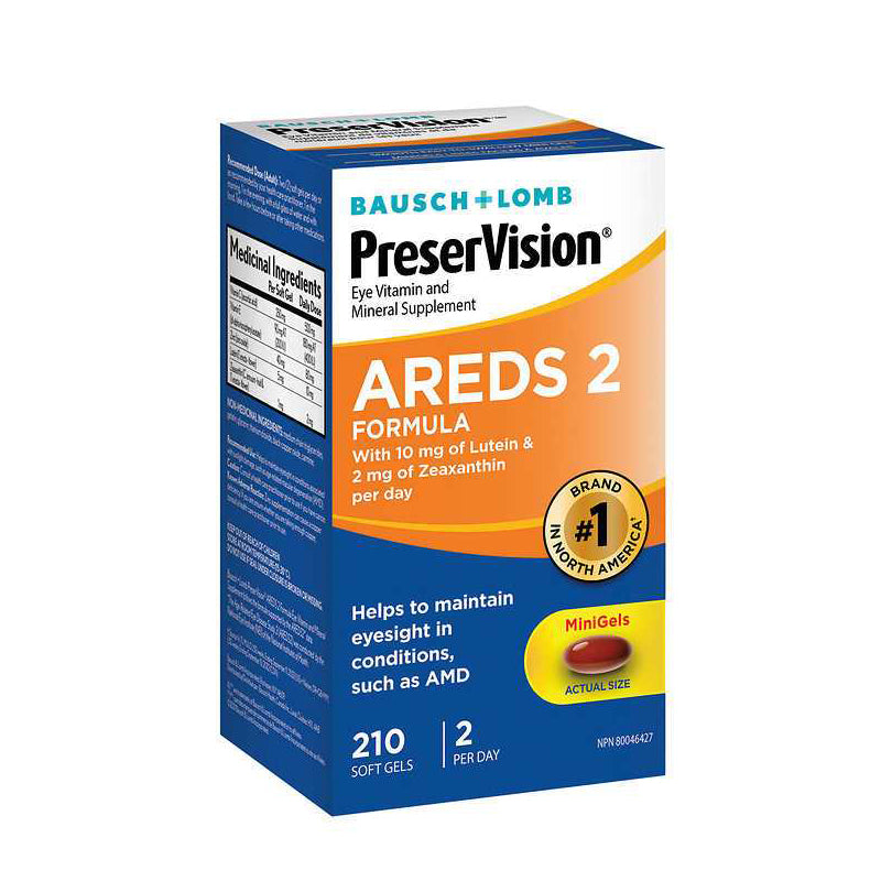 American Bausch Lomb PreserVision Myopia Protection* Eye Fatigue Lutein AREDS2 Macula 210 Soft Capsules