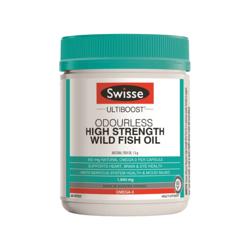 [Mannings Version] Swisse Ultiboost Odorless High Concentration Wild Fish Oil 1500mg 200 Capsules