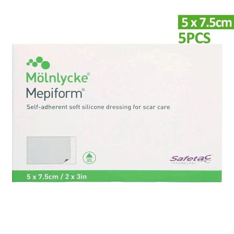 Mepiform 美皮護[5 x 7.5cm，5片裝，消毒版]  Mölnlycke Mepiform 醫療級軟矽膠疤痕護理貼 自黏軟矽膠敷料 [芬蘭製造] 除疤貼/祛疤貼/疤痕貼.